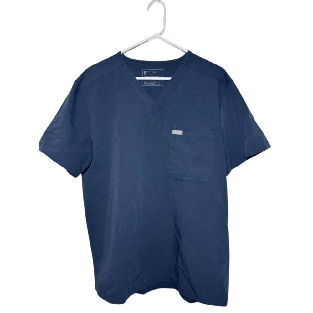 Figs V-Neck Scrub Top Men's Large Gray Short Sleeve Top Technical Collection
